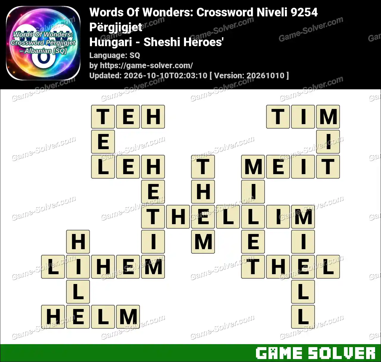 Words Of Wonders: Crossword Niveli 9254 Përgjigjet – Hungari – Sheshi Heroes’